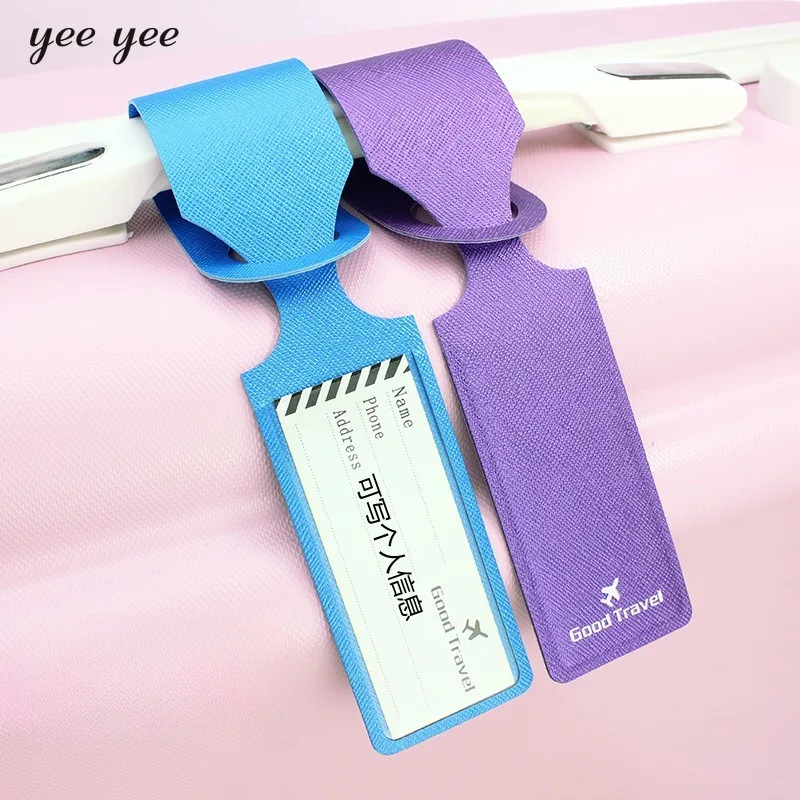 1PCS PU Luggage Tags ID Address Label Holder Boarding Pass Suitcase Baggage Check-In Name Tag Portable Airplane Travel Accessory