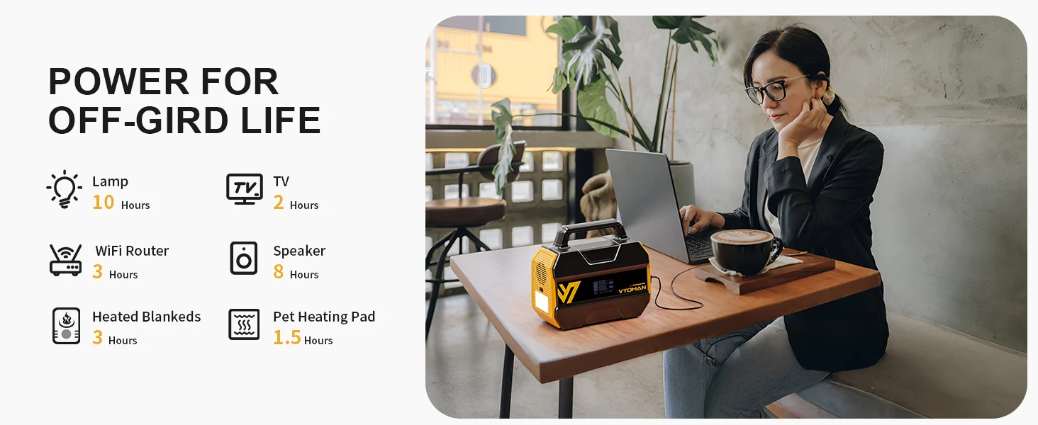 VTOMAN FlashSpeed 300 tragbares Kraftwerk 230 Wh/70000 mAh LiFeP04 Akku für Outdoor-Campingzelt, Reisen, Zuhause, Energieleistung – Detail 12