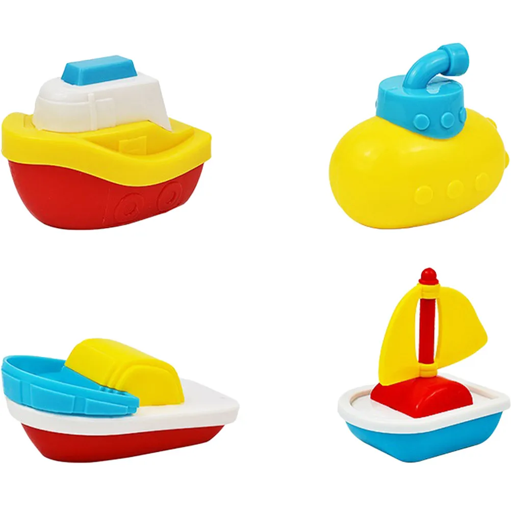 4pcs Small Boat Bath Toys for Babies & Toddlers – Waterproof Floating Water Play Set for Bathtub, Pool, Shower