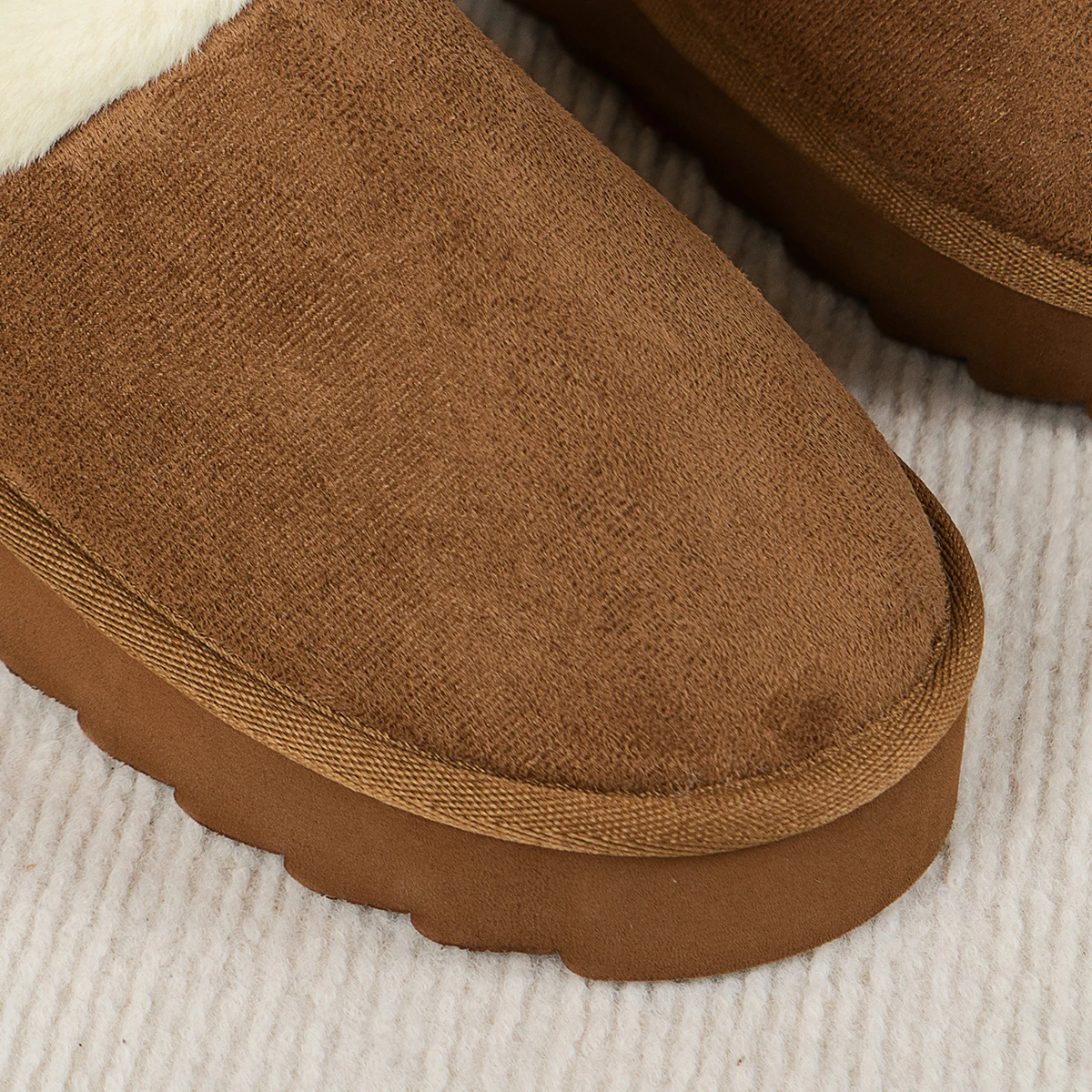 Wintermode Damen Flauschige Dicksohlige Freizeitschuhe, Dicksohlige Rutschfeste und Warme Hausschuhe mit Fellfutter – Detail 6