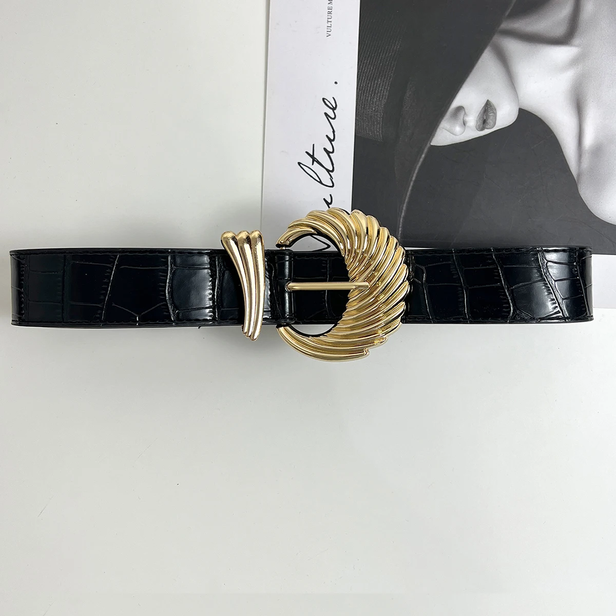 Schwarz Samt Leder Gürtel Für Frauen Hohe Qualität Luxus Gold Schnalle Mode Breiten Korsett Gürtel Weibliche Jeans Gürtel – Detail 8