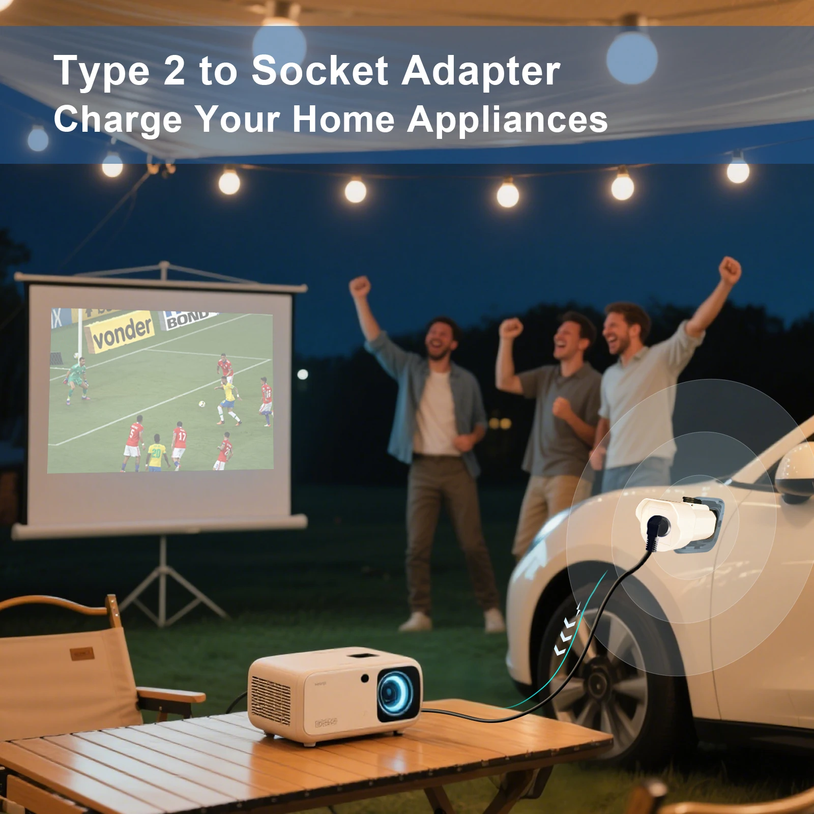 EVqiaoyi محول V2L Type2 13A بمقبس بريطاني - مصدر طاقة خارجي لسيارات هيونداي، BYD، كيا #5