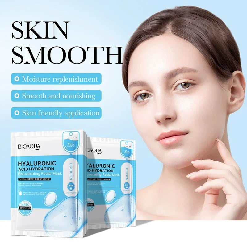 10pcs BIOAQUA Hyaluronic Acid Face Mask skincare Moisturizing Anti Acne Anti-wrinkle Facial Masks Face Sheet Mask Skin Care