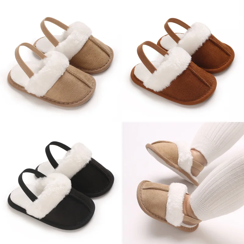 

Autumn and Winter Baby Shoes Cute Indoor Baby Fluffy Slippers Baby Toddler Boys and Girls Shoes Sandals First Step Walker 0-18M