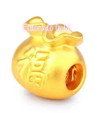 Eldorado Gold  24k pure gold charms fine gold bags  wishes bag  999 real gold accessories for bracelet diy charms