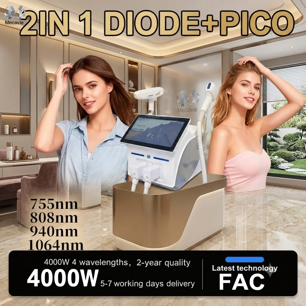 2026 Salon-Grade 4000W Soprano Diode Laser 2-in-1 Device equipped with upgraded ice cooling handpiece to deliver totally painless treatment sessions, dual integrated system supports long-lasting full-body permanent hair removal and professional pigment ta