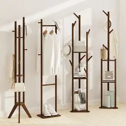 Bamboo Coat Rack Floor-standing Bedroom Clothes Hanger Room Clothes Hanger Modern Simple Multi-functional Clothes Hanger