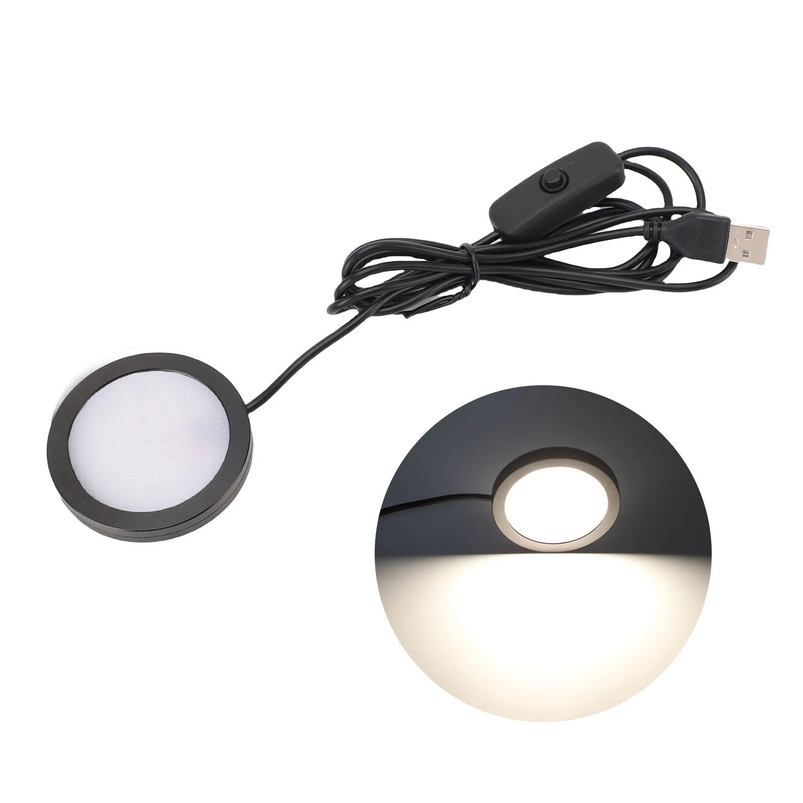 

Светодиодный круглый светильник под счетчиком Ультратонкий USB-разъем кабеля 5 В 1,5 м Алюминиевый корпус Универсальный светодиодный прожектор для шкафа