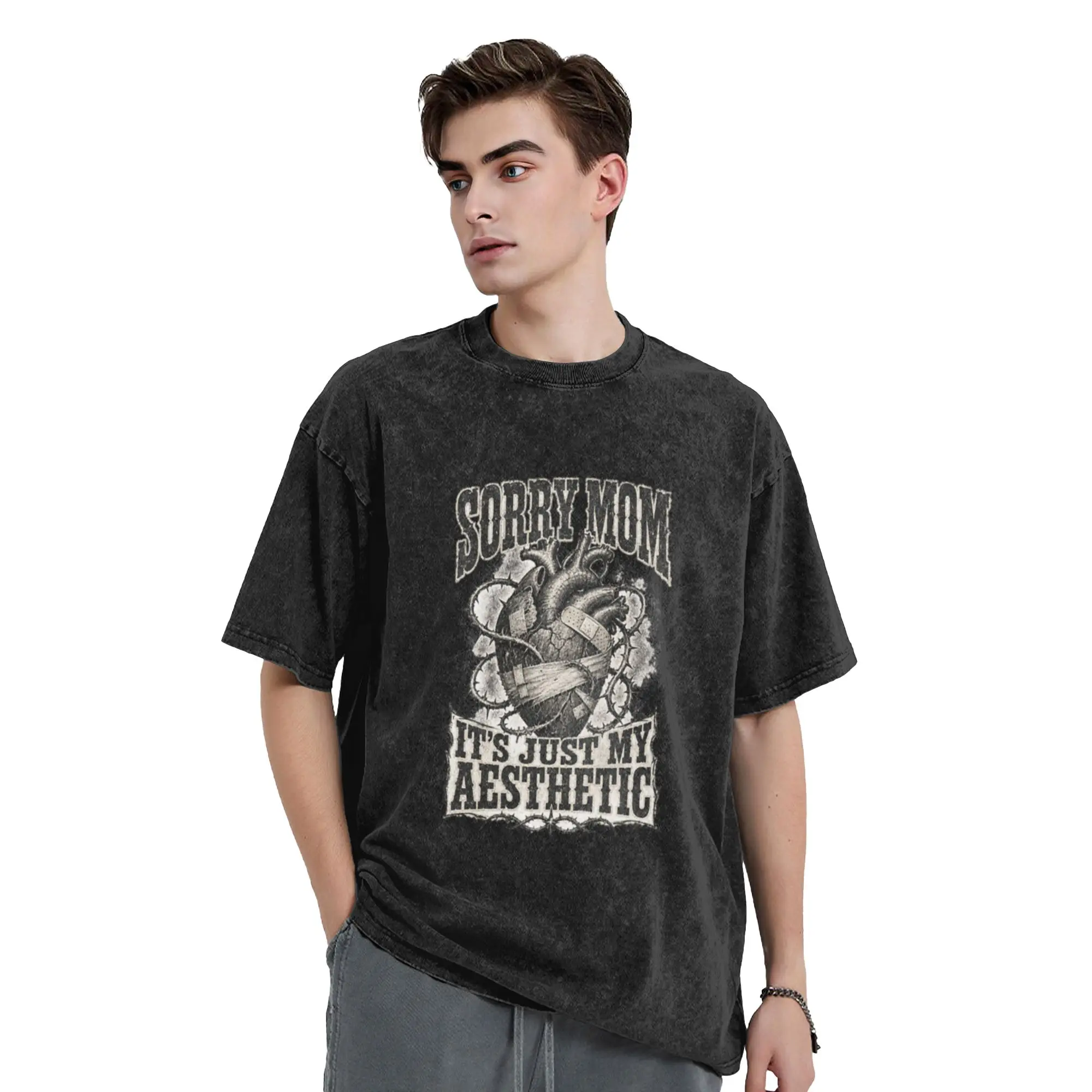 Sorry Mom Barbed Wire Heart Grunge Tattoo Unique Chic A Vintage Oversized Cotton Unisex T-Shirts