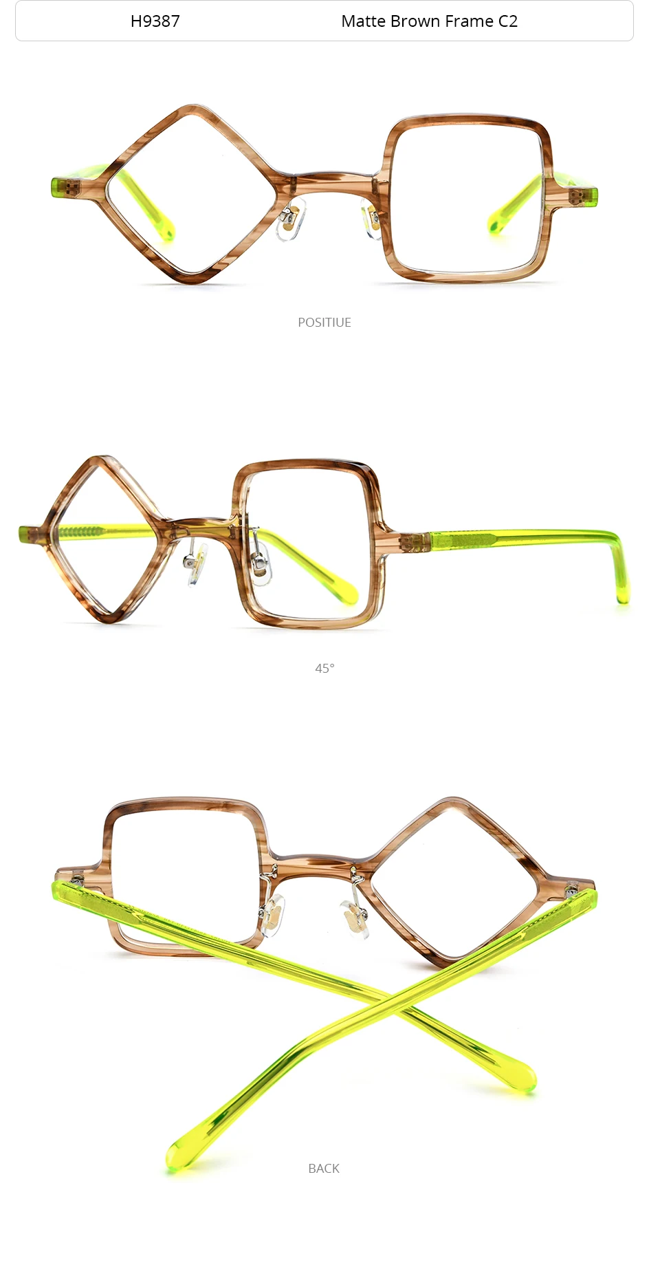 HEPIDEM Acetat-Brillen, Herren, Retro, rund, quadratisch, rhombisch, Brillengestell, Damen, Nerd, Vintage, japanische Brillen, 9386 – Detail 22