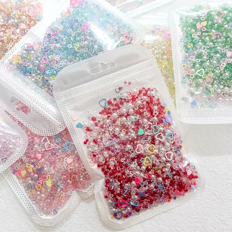 

50g/bag Mixed Resin Sparkling Holeless Beads 2mm-7mm Rhinestones Iridescent Pearlized Cream Imitation Bubble Craft Accessories