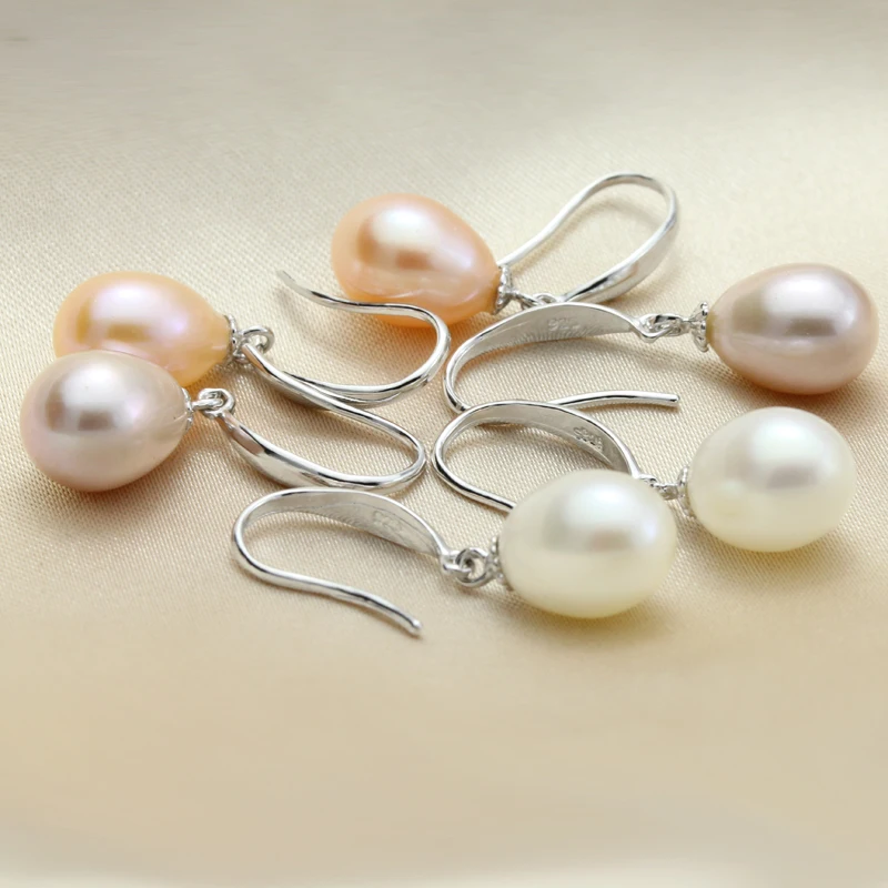 Real Freshwater Gray Pearl Earrings For Women,Gorgeous 925 Silver Black Natural Pearl Earring Wife Mother Birthday Gift