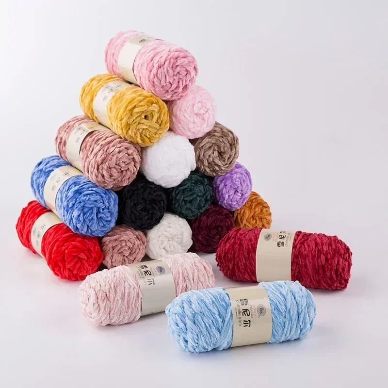 100g /Roll Polyester Velvet Yarn Crochet Knitting Yarn Soft Baby Yarns Chenille Yarn DIY Hand-Knitted Sweater Wool Yarns 120M