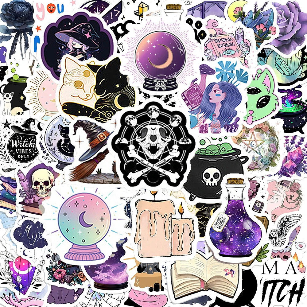 

10/30/50/100pcs Cartoon Gothic Magic Crystal Withc Stickers Cool Pharmacist Decals for Notebook Guitar Helmet Waterproof Sticker