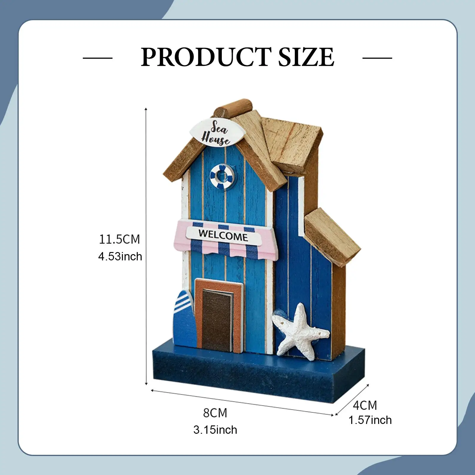 Sea House Statue Desktop Ornament Collection Coastal Decor Art Crafts Nautical Decorative Figurine Wood Sculpture for Bedroom