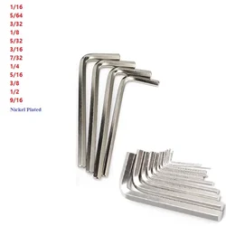 Inch Allen Key L Shaped Nickel Plated Flat Head Hex Wrench 1/16 5/64 3/32 1/8 5/32 3/16 7/32 1/4 5/16 3/8 1/2 9/16 Repair Tool