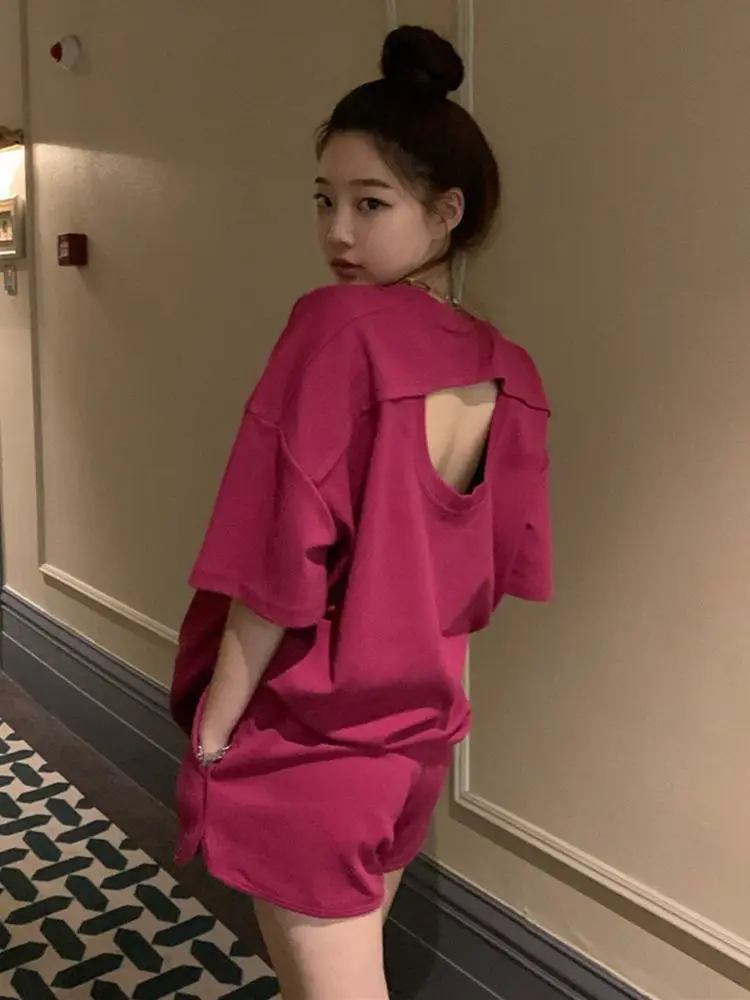 

Спортивный костюм женский летний в корейском стиле, свободный и модный, с короткими рукавами и шортами, повседневный комплект для бега из двух предметов