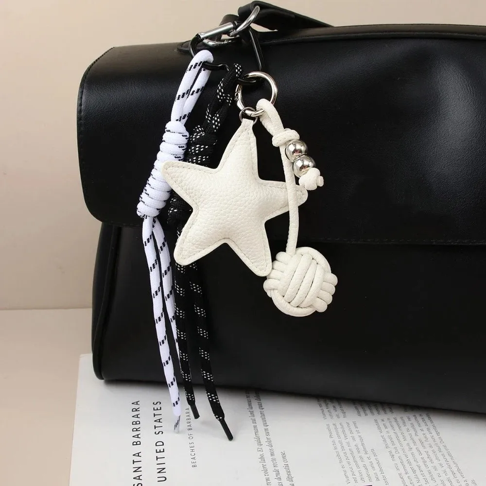 

Подвеска из искусственной кожи в виде звезды и шарика, пятиконечная звезда, ручная работа, узел, кольцо-сердце, брелок для сумки