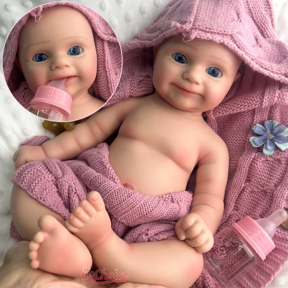 

Реалистичная 50 см пухлая силиконовая кукла Reborn для маленьких девочек Maddie с открытым ртом, полностью однотонная утяжеленная кукла ручной работы для коллекционера художника