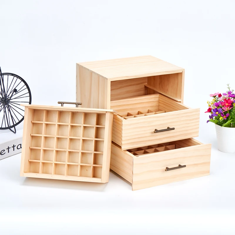 

85 Slots Wooden Storage Box 1pc Carry Organizer Essential Oil Bottles Aromatherapy Container Storage Box Case 3 Tier 3 Layer