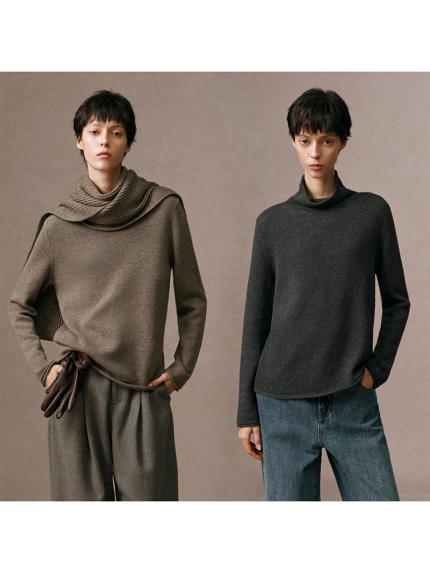 

Женский шерстяной свитер Hua Ji Yan Long Sve Camere Blend с воротником-стойкой, свободного кроя, модный, для повседневной носки