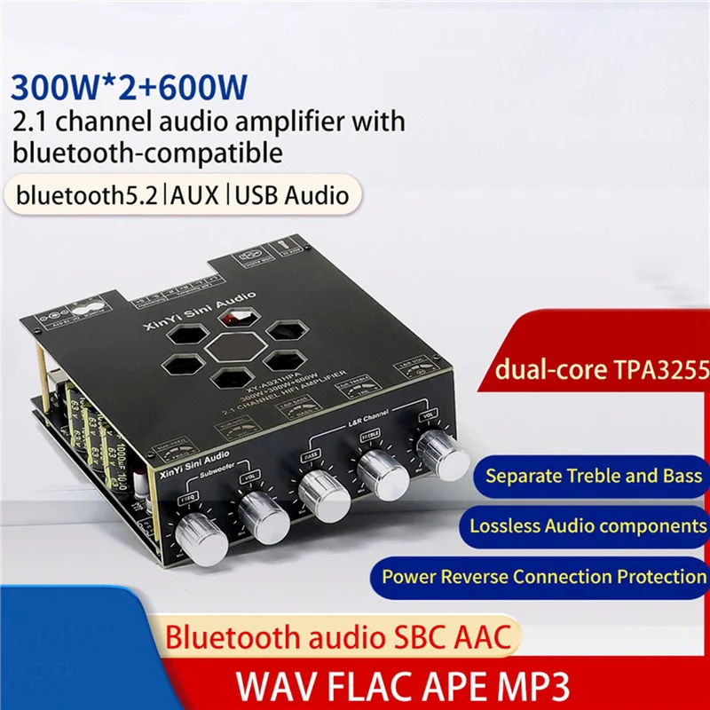 【USB-C Cable】3X Audio AS21HPA HIFI Class 300W X 2+600W Stereo TPA3116 Bluetooth Digital Amplifier Board Module A