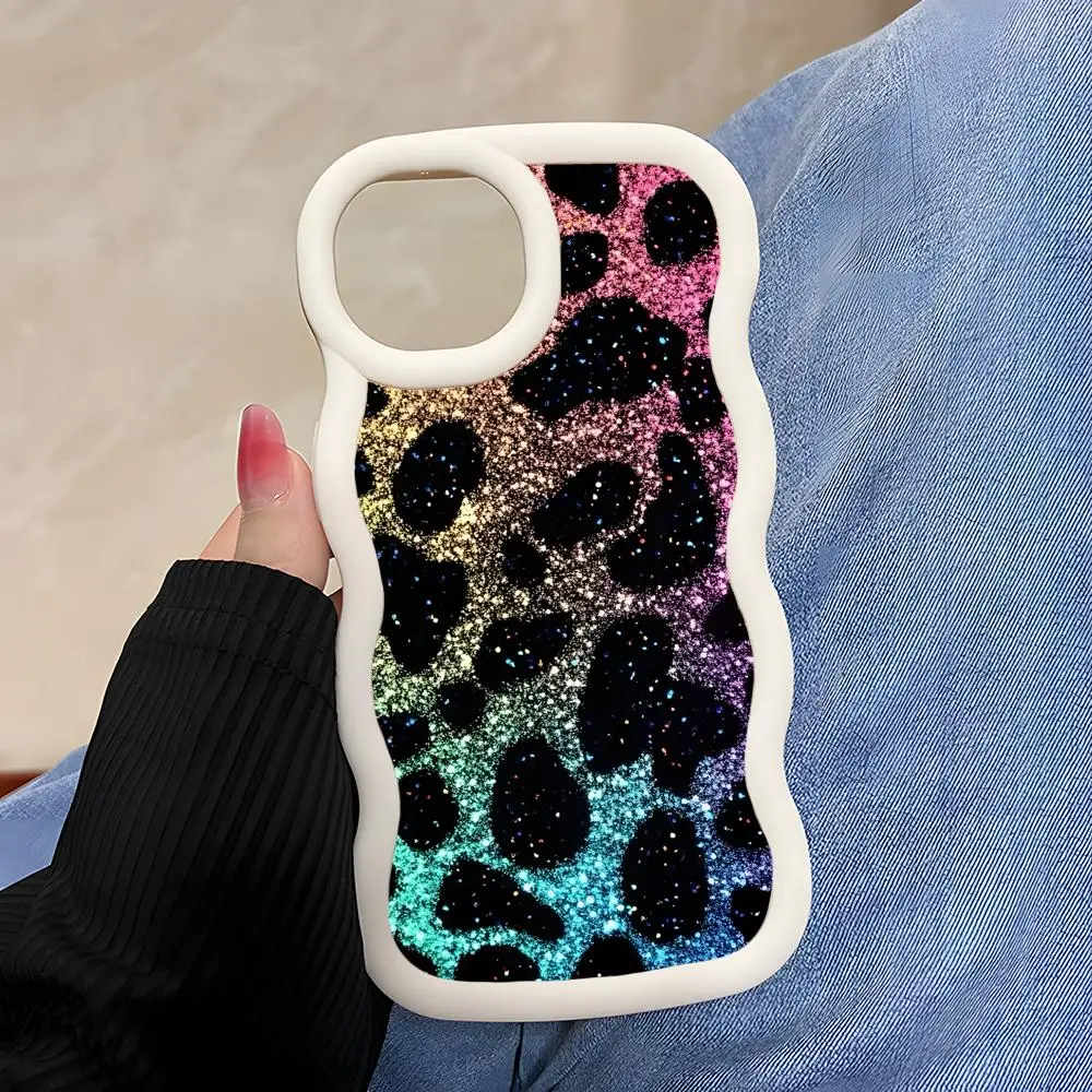 

Shining Bling Camouflage Wavy Edge TPU Mobile Phone Case for iPhone 17 16 15 14 13 12 11 Air Pro Max Plus Colorful Cover