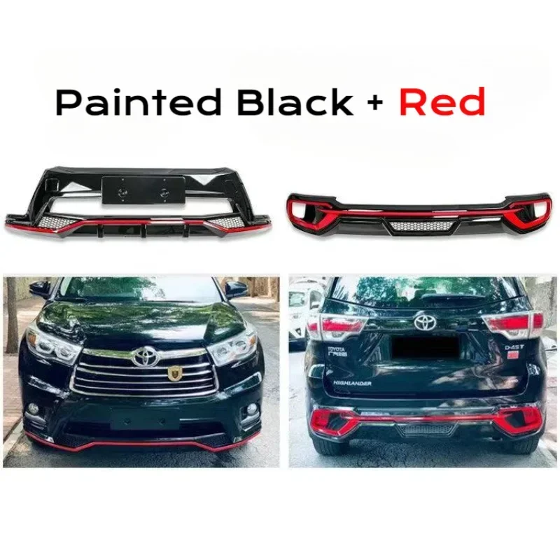 Car-styling For 2015-2017 Toyota Highlander Front + Rear Bumper Protector Guard Plate ABS Plastic Black Red