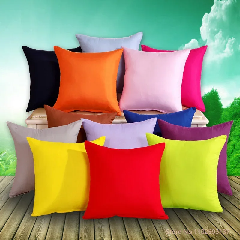 Polyester Pillow Case Cover, Decorative Pillowcases, Monochromatic, Red, Yellow, Pink, Black, White