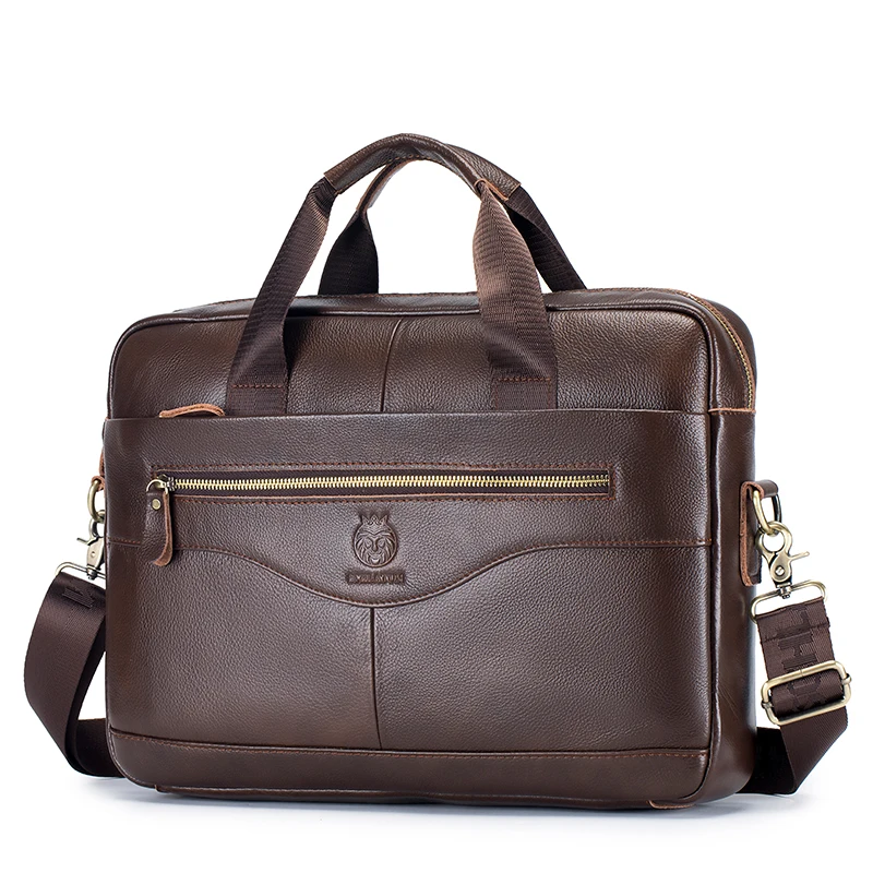 Men's Genuine Leather Luxury Briefcase 15.6 Inch Laptop Bag Business Office Handbag Computer Bag