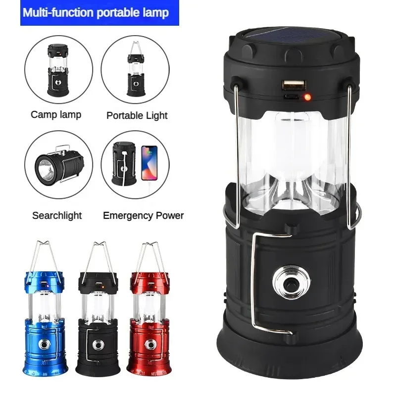 Rechargeable Flashlight 18650 Replaceable Battery Stretchable Camping Lantern Outdoor Waterproof Emergency Lamp Hook Work Light