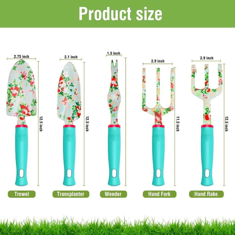 10 PCS Heavy Duty Garden Tools Set with Tote Bag Apron Gloves Kneeling Pad for Women and Men Includes Hand Trowel Rake Weeder P