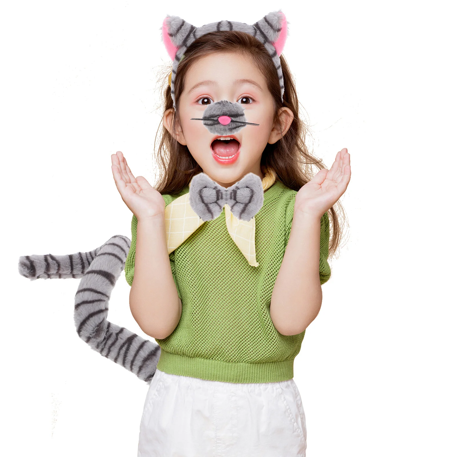 1Set Katze Druck Tier Stirnband Kinder Kostüm Halloween Party Karneval Ohren Stirnband Cosplay Katze Ohren Kopfbedeckungen Set