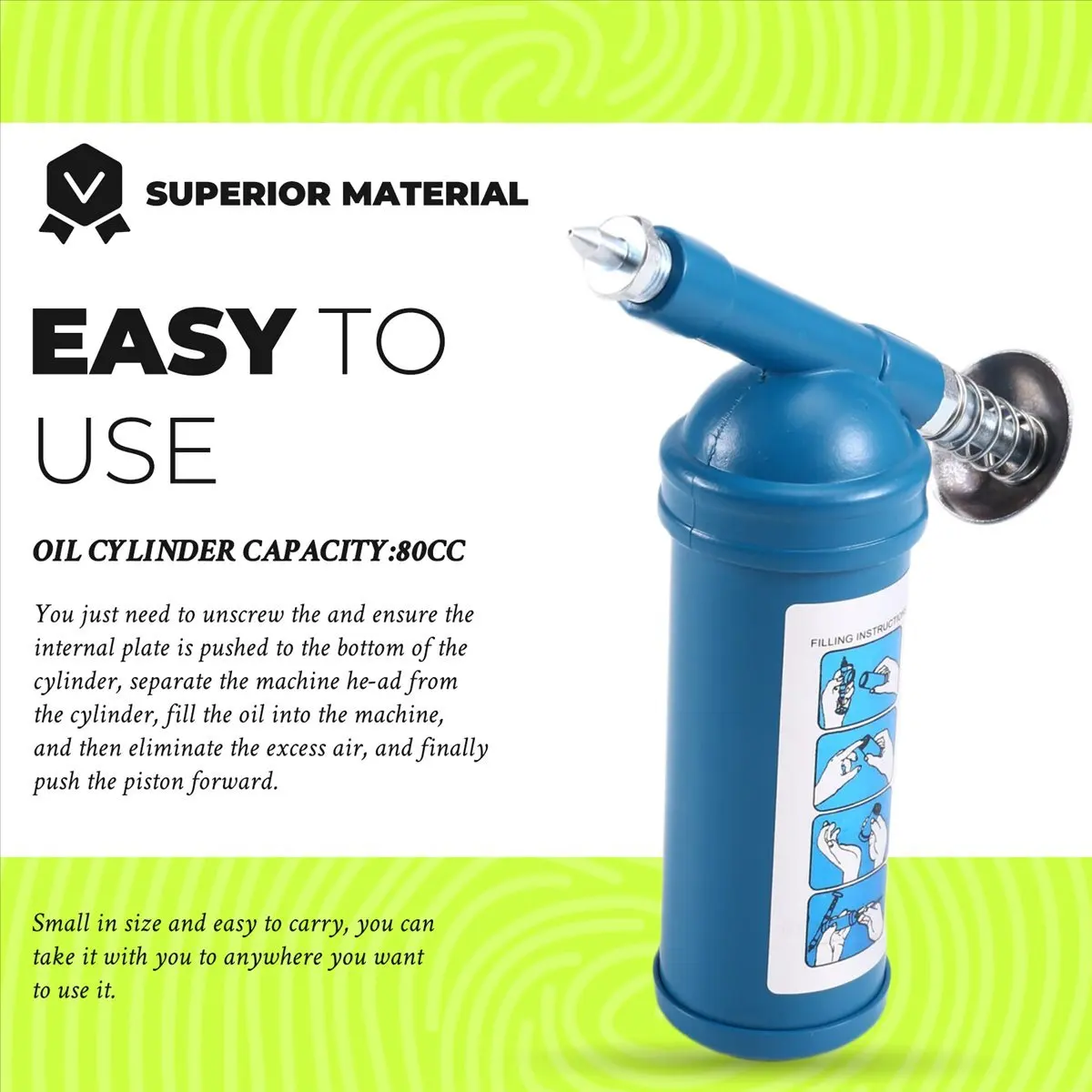 HGHO 80CC Mini Manual Butter Oiler High Pressure Oiler Airbrush for Road Bike Excavator Machinery Oil Injection Pump