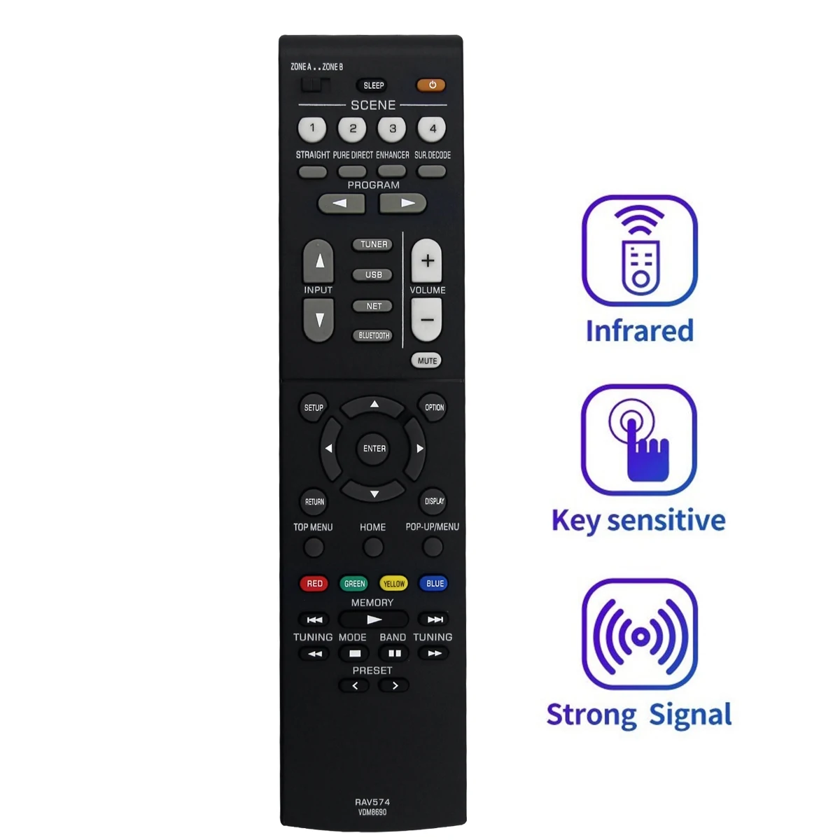 Replace RAV574 VDM8690 Remote Control for MusicCast Stereo AV Receiver RX-V4A RX-V4ABL