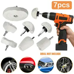 7pcs Car Wheels Polishing Buffing Pads Polisher Aluminum Alloy Stainless Steel Mop Wheel Drill Kit tools for scooter motorcycle