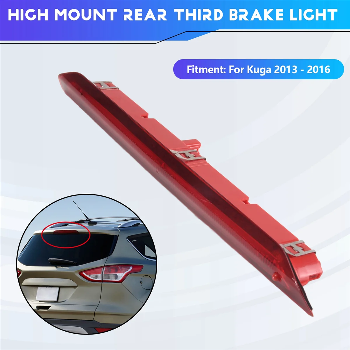 

A02Q-Car High Mount Rear Third Brake Light Stop Signal Lamp Red Lamp for Ford Escape/Kuga 2013 2014 2015 2016