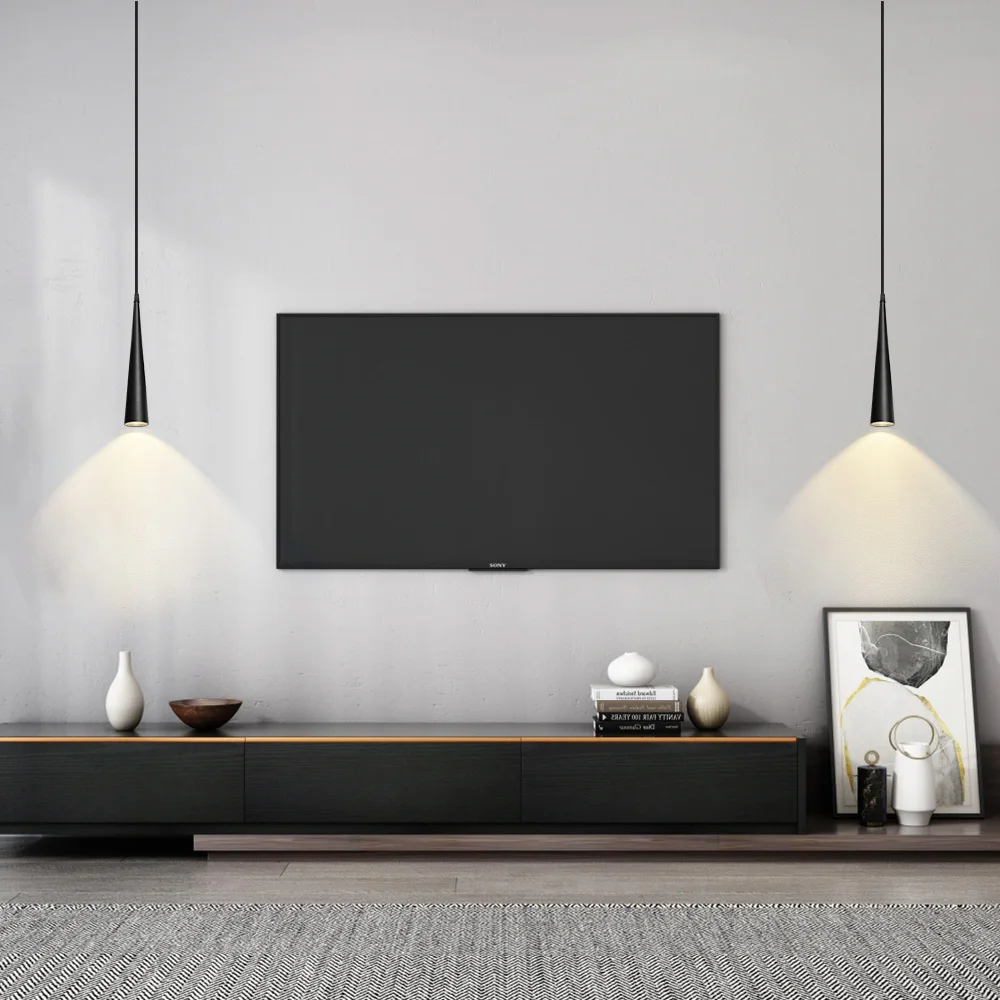 Modern LED Minimalist Pendant Lamp Nordic Black/White Bedside Small Pendant Lamp Bedroom Living Room Coffee Shop Indoor Lighting