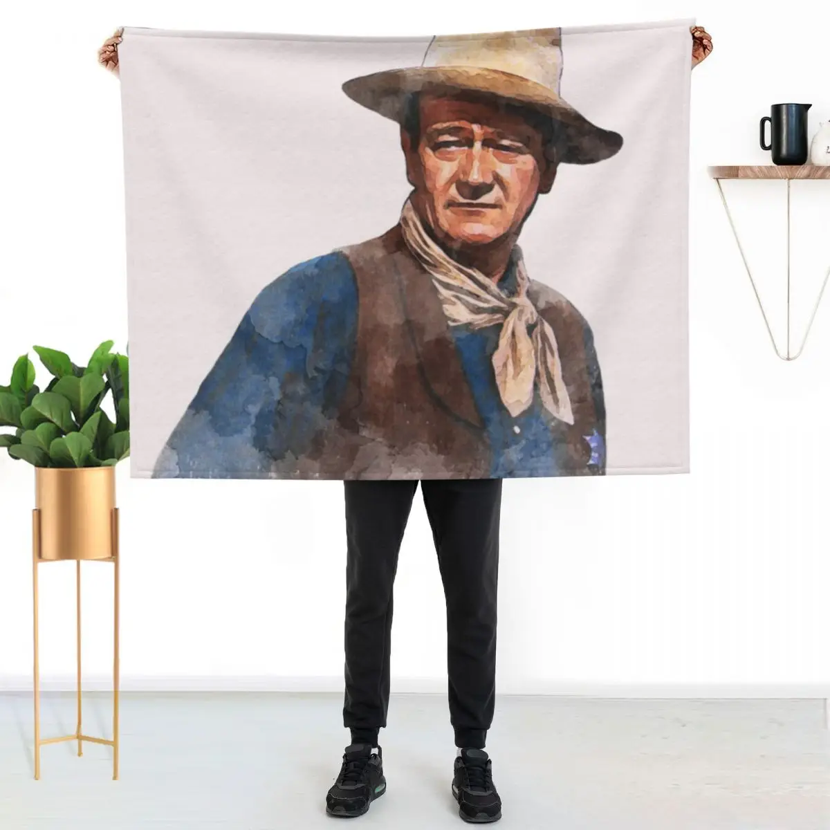 

John Wayne The Duke - Watercolor Throw Blanket Fuzzy Plush Throw Blanket for Sofa Chair