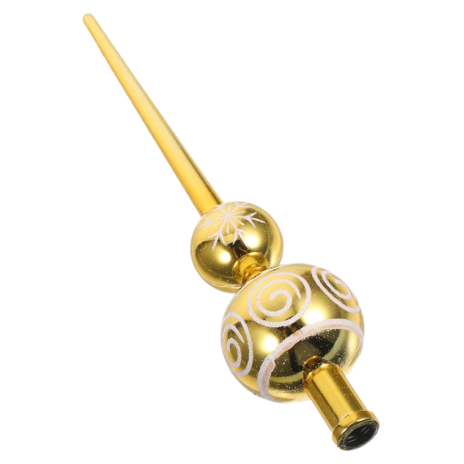 

Gourd Shaped Christmas Tree Topper Hand Painted Spherical Rustic Plastic Vintage Holiday Decor Unique Xmas Party Ornament