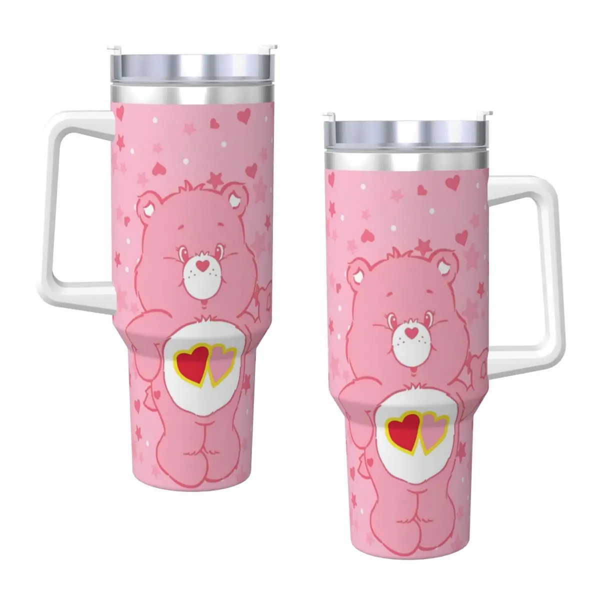 Care Bears Stainless Steel Tumbler Camping Thermal Cups With Straws and Lid Large Capacity Car Mugs Hot Drinks Water Bottle