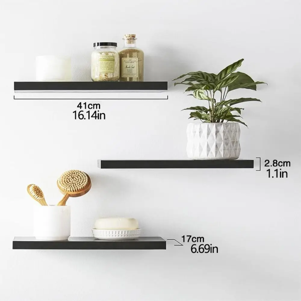 Wooden Hanging Storage Rack Durable Wall Mounted Hanging Wall Shelves Sturdy Invisible Brackets Floating Shelves