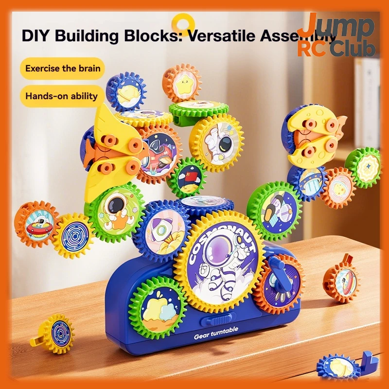 Elektrische tandwielbouwstenen DIY Veelzijdig educatief speelgoed met astronautenthema Binnen Speelcadeau voor ouders en kinderen voor kinderen van 3-6 jaar