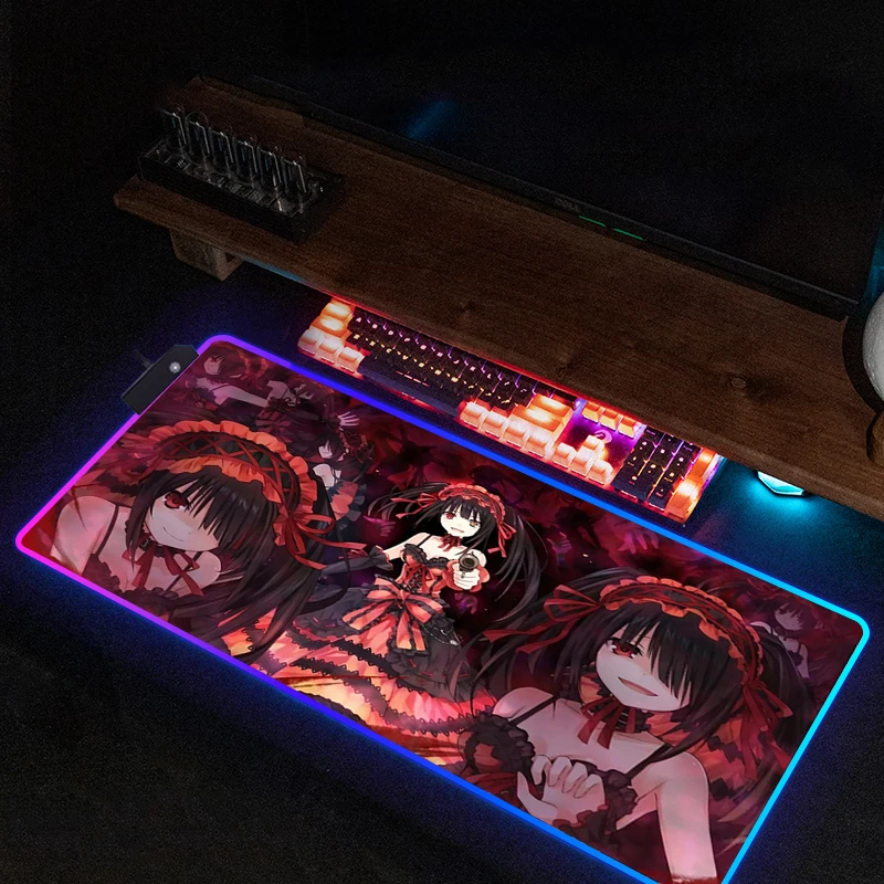 Computer Mouse Pad Gamer Tokisaki Kurumis Desk Accessories Mousepad Rgb Keyboard Pc Cabinet Mat Mats Gaming Xxl Anime Carpet