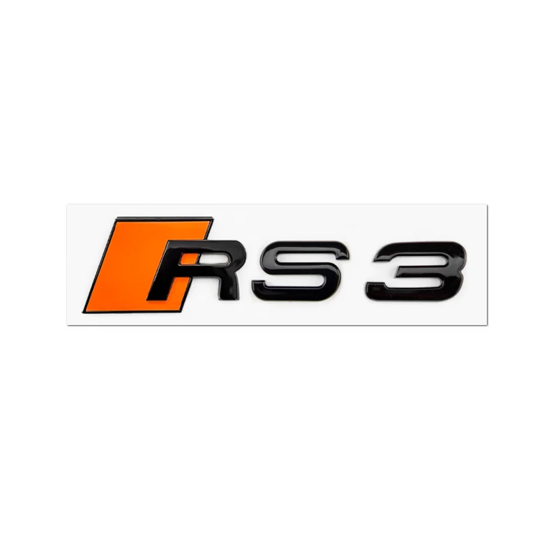 3D Metal orange car tail badge for Audi RS3 RS4 RS5 RSQ3 RSQ5 S3 S4 S5 S6 S7 S8 TTRS TTSLogo Emblem Nameplate Badge Accessories