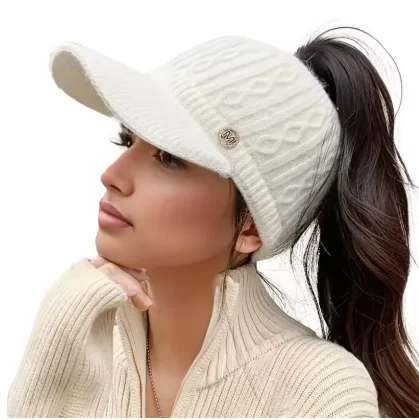 New Double-layered Woolen Knitted Hat for Autumn and Winter,  Drop-tempered Hat Plush Velvet Hat for Warmth, Fashionable Ladies'