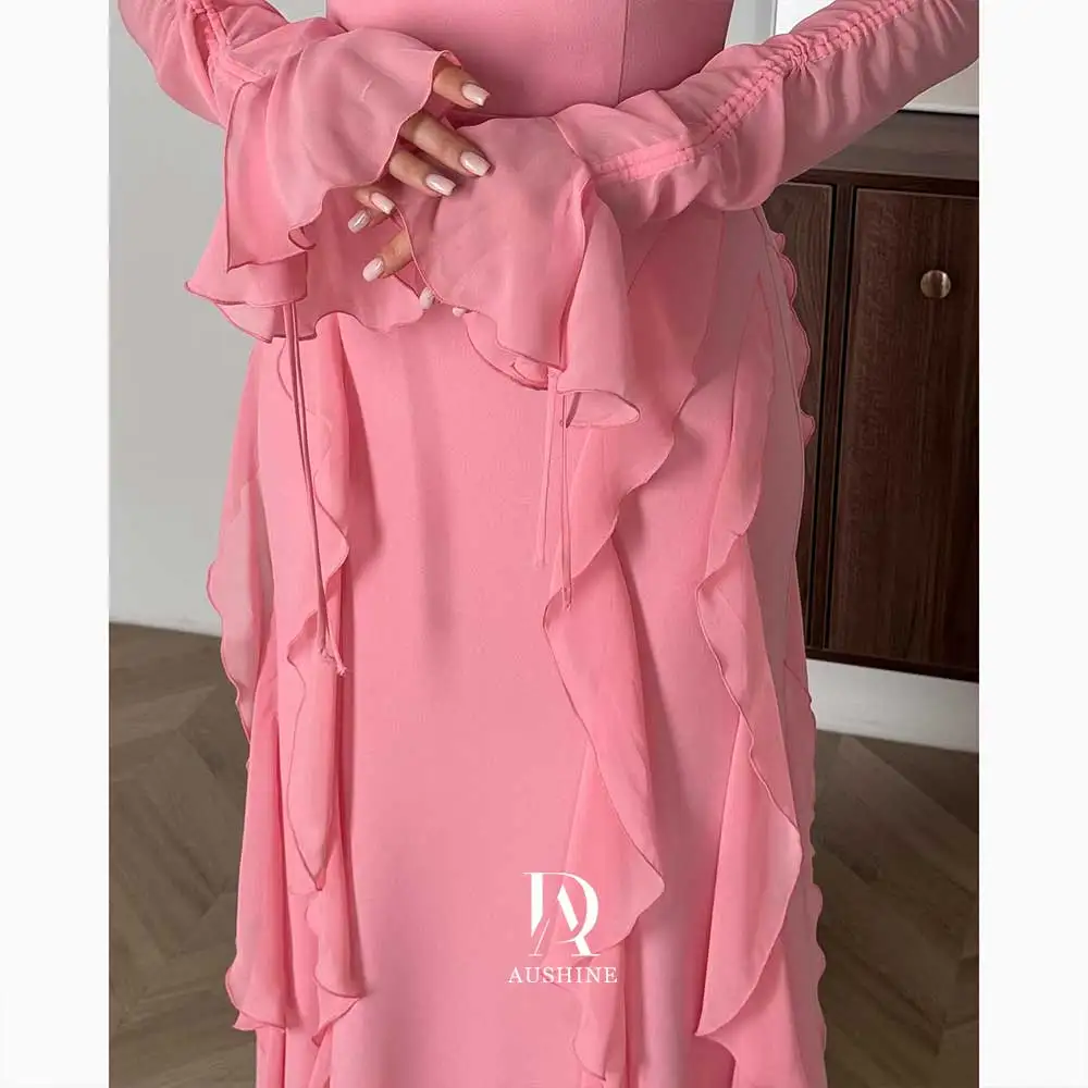 Aushine Dress Luxury Birthday Evening Dress Floor Length Full Sleeves Summer Elegant Wedding Party Gowns For Women Arab 2024Fu