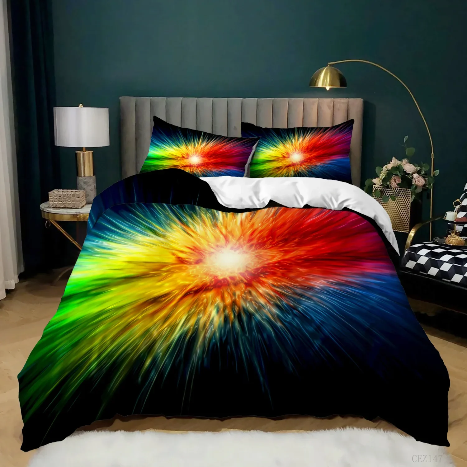 Rainbow Pride Bedding Set Rainbow Duvet Cover Set Rainbow Stripe Design 3 Pieces Soft Microfiber Bedding Queen/King Size