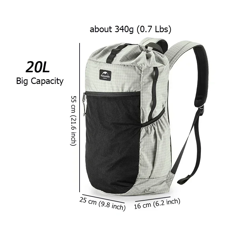 Imagem -05 - Naturehike-mochila Ultraleve Dobrável para Homens Mochila de Pesca Trekking Bike Viagem ao ar Livre Camping Mochilas para Caminhadas 20l