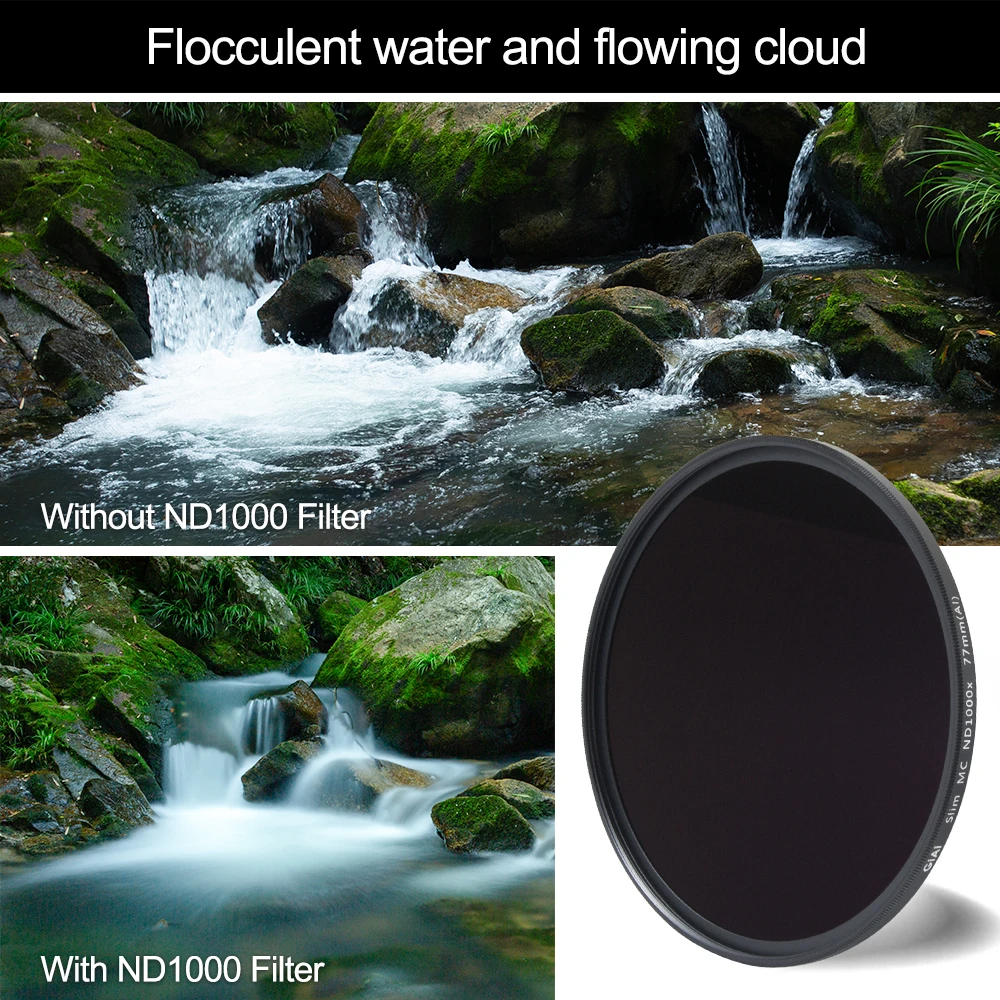 GiAi Camera ND Filter ND1000 37mm-95mm Neutral Density Filter with Nano Coating for Sony Canon Nikon DSLR Camera Lens